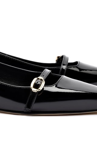 Ines Flat In Black Patent Leather