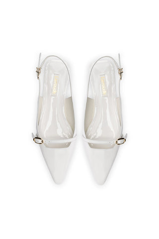 Ines Flat In White Patent Leather