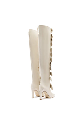 Larroudé for Jonathan Cohen: Tie Boot In Ivory Leather
