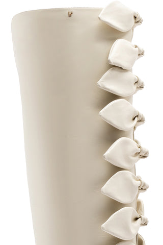 Larroudé for Jonathan Cohen: Tie Boot In Ivory Leather