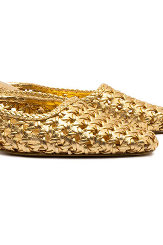 Amal Macrame Mule In Gold Metallic Leather