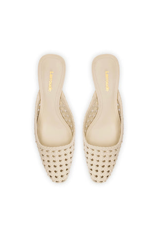 Amal Macrame Mule In Ivory Leather