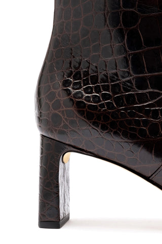 Alexis Bootie In Dark Croco Embossed Leather