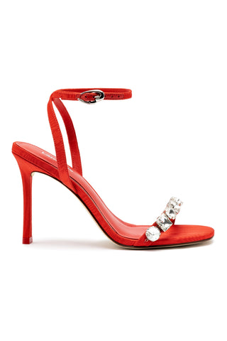Calypso Sandal In Red Fabric and Crystals
