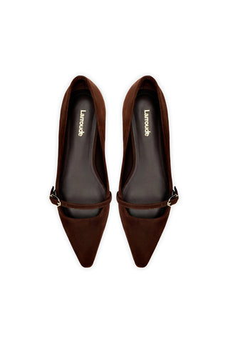 Irene Flat In Brown Suede