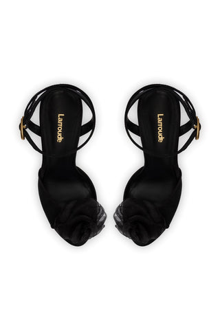 Salma Platform Sandal In Black Satin