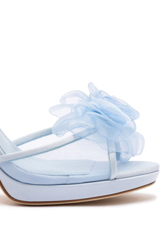 Salma Platform Sandal In Cerulean Blue Satin