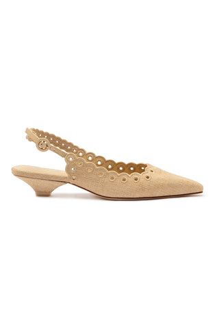 Florence Broderie Pump In Beige Raffia