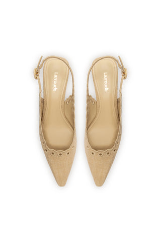 Florence Broderie Pump In Beige Raffia
