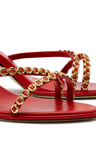Milanina Mini Sandal In Scarlet Leather