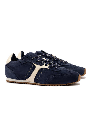 Stella Sneaker In Navy Suede and Ivory Leather