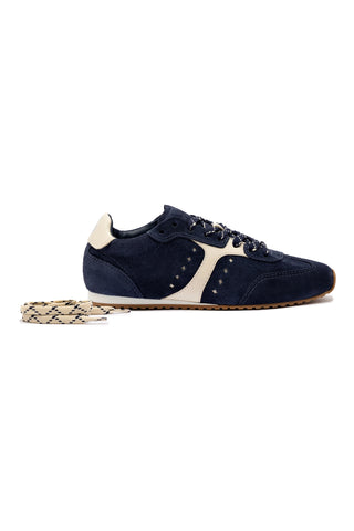 Stella Sneaker In Navy Suede and Ivory Leather