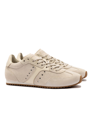 Stella Sneaker In Mushroom Grey Suede and Ivory Leather