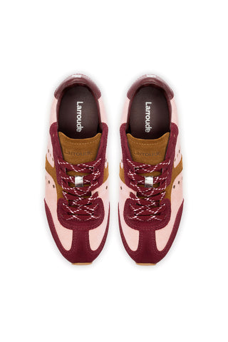 Stella Sneaker In Tulip, Russet and Wine Suede and Silver Metallic Leather