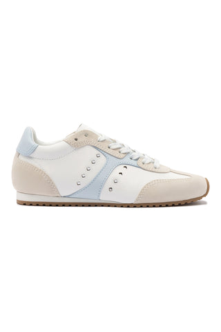 Stella Sneaker In Grey Suede, White Leather and Silver Metallic Leather