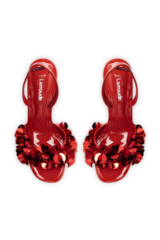 Morgan Sandal In Scarlet Patent Leather