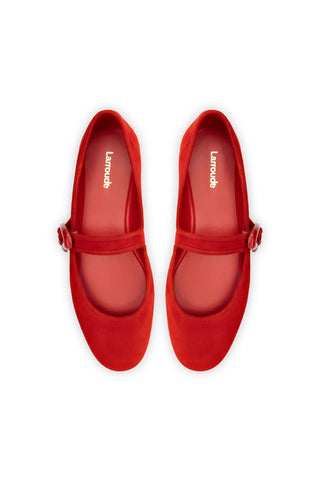 Verona Ballet Flat In Scarlet Suede