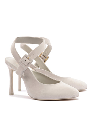 Deena By Larroudé Pump In Mushroom Grey Suede