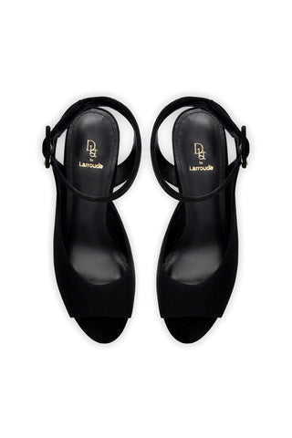 Deena By Larroudé Wedge Sandal In Black Suede