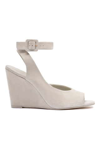 Deena By Larroudé Wedge Sandal In Mushroom Grey Suede