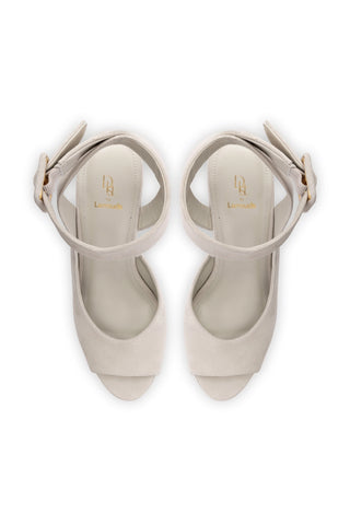 Deena By Larroudé Wedge Sandal In Mushroom Grey Suede