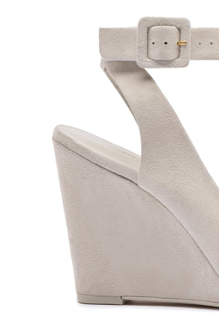 Deena By Larroudé Wedge Sandal In Mushroom Grey Suede