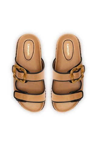 Maui Slide In Hazelnut Leather and Black Trimming