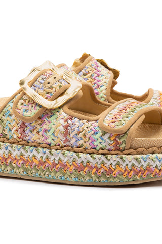 Maui Slide In Tapestry Rainbow Raffia and Beige Trimming