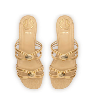 Shelly Flat Mule In Beige Raffia