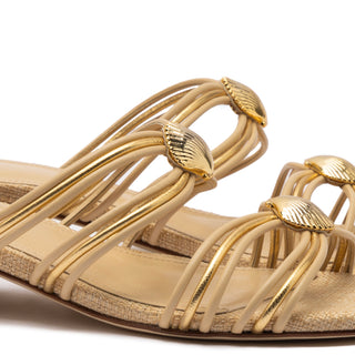 Shelly Flat Mule In Beige Raffia