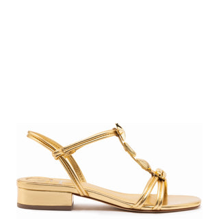 Shelly Flat Sandal In Gold Metallic Leather