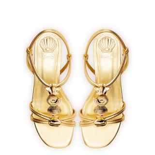 Shelly Flat Sandal In Gold Metallic Leather