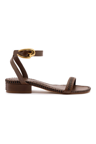 Verona Flat Sandal In Burnt Umber Leather