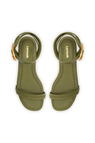 Verona Flat Sandal In Seaweed Leather
