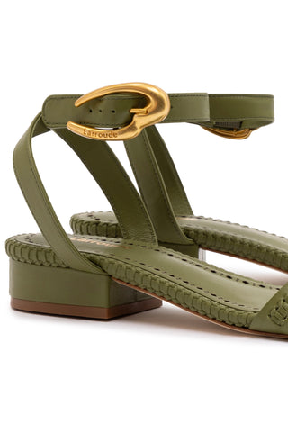 Verona Flat Sandal In Seaweed Leather
