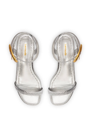 Verona Flat Sandal In Silver Metallic Leather