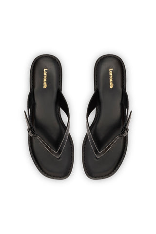 Mary Kate Flat Sandal In Black Leather