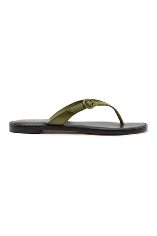 Mary Kate Flat Sandal In Seaweed Leather