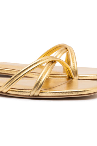 Annie Flat In Gold Metallic Leather