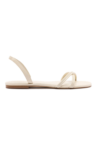 Annie Flat In Ivory Leather