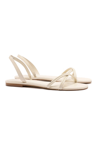 Annie Flat In Ivory Leather
