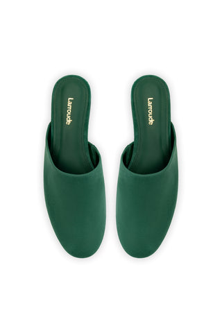 Venice Flat Mule and Pouch Kit In Emerald Suede
