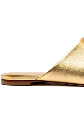 Venice Flat Mule and Pouch Kit In Gold Metallic Leather