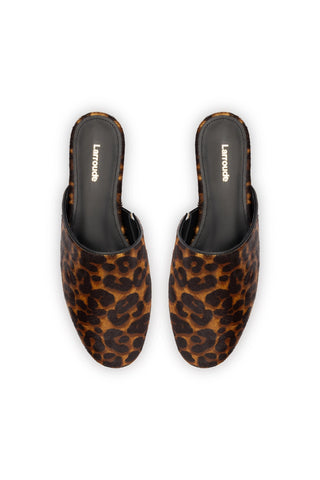 Venice Flat Mule In Leopard Print Calf Hair
