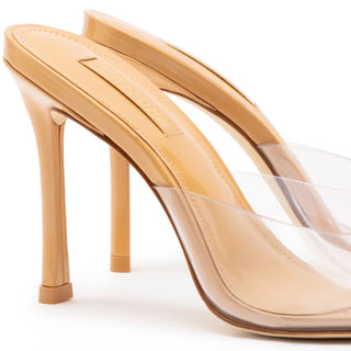 Jasmine Hi Mule In Tan Leather and Vinyl