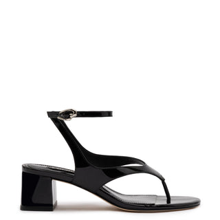Gaia Block Sandal In Black Leather