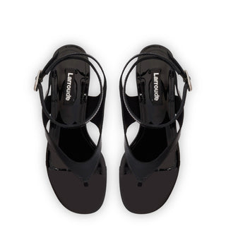 Gaia Block Sandal In Black Leather