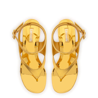 Gaia Block Sandal In Gold Specchio
