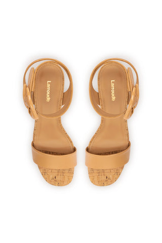 Dolly Verona Low Sandal In Tan Leather and Natural Cork