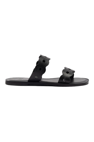 Florence Flat Mule In Black Leather